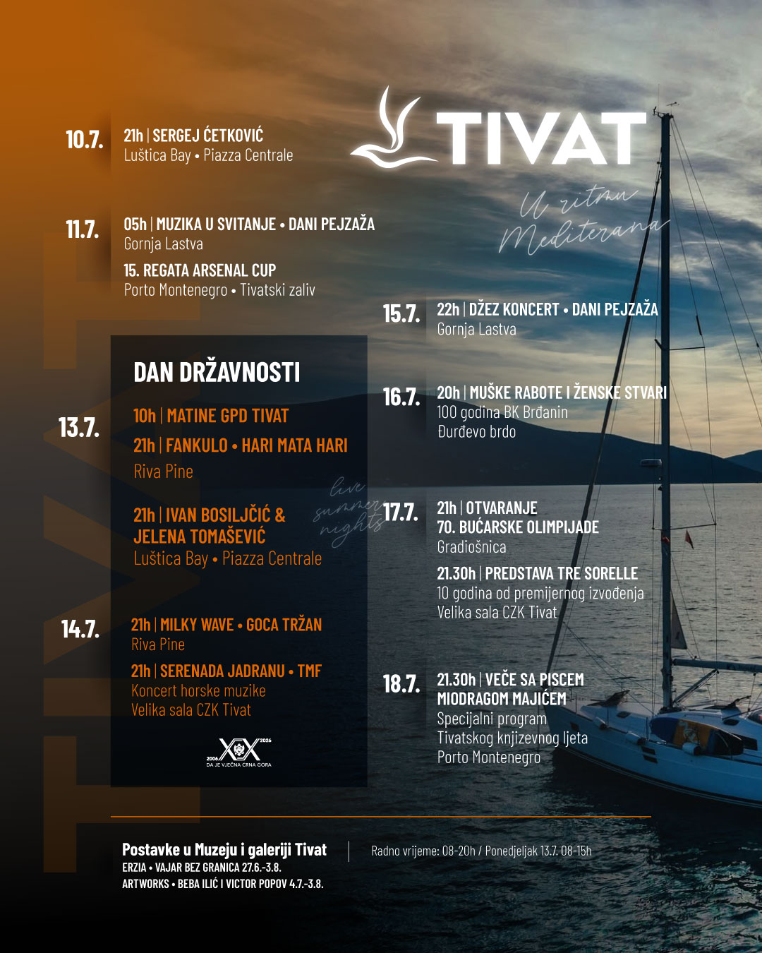 Bogat program u Tivtu u sedmici obilježavanja Dana državnosti 13. jula